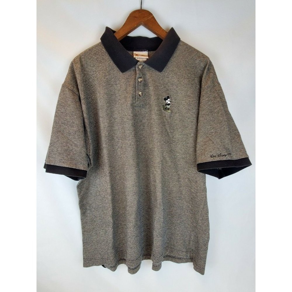 Walt Disney World Houndstooth Embroidered Mickey Mouse Polo Shirt Mens Size XXL